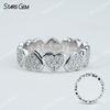 1mm Round Brilliant Cut Moissanite S925 Sterling Silver Heart Shape Design Diamond Eternity Ring