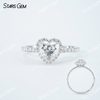 7×7mm Heart Cut Moissanite S925 Sterling Silver Halo Engagement Ring
