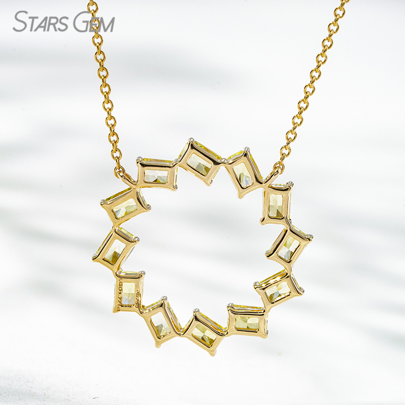 2.5×3.5mm Radiant Cut Yellow Lab Grown Diamond 18K Yellow Gold Diamond Pendant Necklace