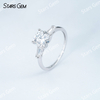 7.5mm Round Brilliant Cut Moissanite S925 Sterling Silver Three Stone Engagement Ring