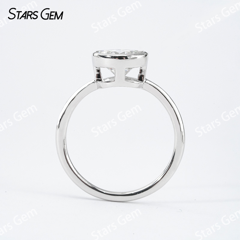 6.5mm & 8mm Round Brilliant Cut Moissanite Bezel Set Classic S925 Sterling Silver Solitaire Engagement Ring