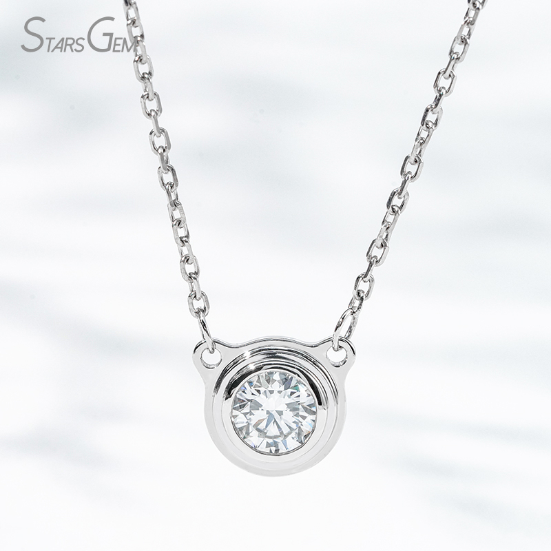 5.19mm Round Brilliant Cut Lab Grown Diamond Bezel Set PT950 Diamond Pendant Necklace