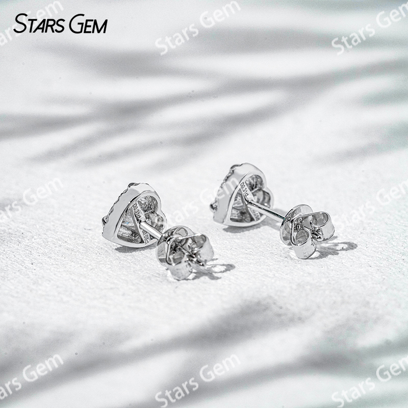 Starsgem Heart Shape Lab Diamond Earrings Jewelry 1.2ct Diamond per pair 18K Gold Lab Grown Diamond Stud Earrings