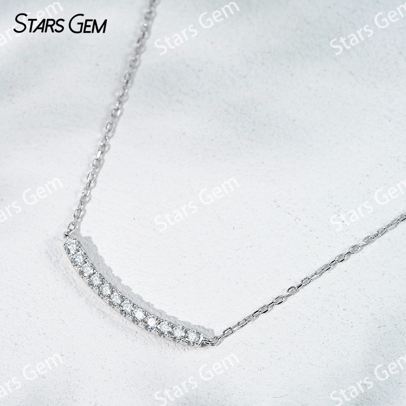 2mm Round Brilliant Cut Moissanite S925 Sterling Silver Diamond Pendant Necklace