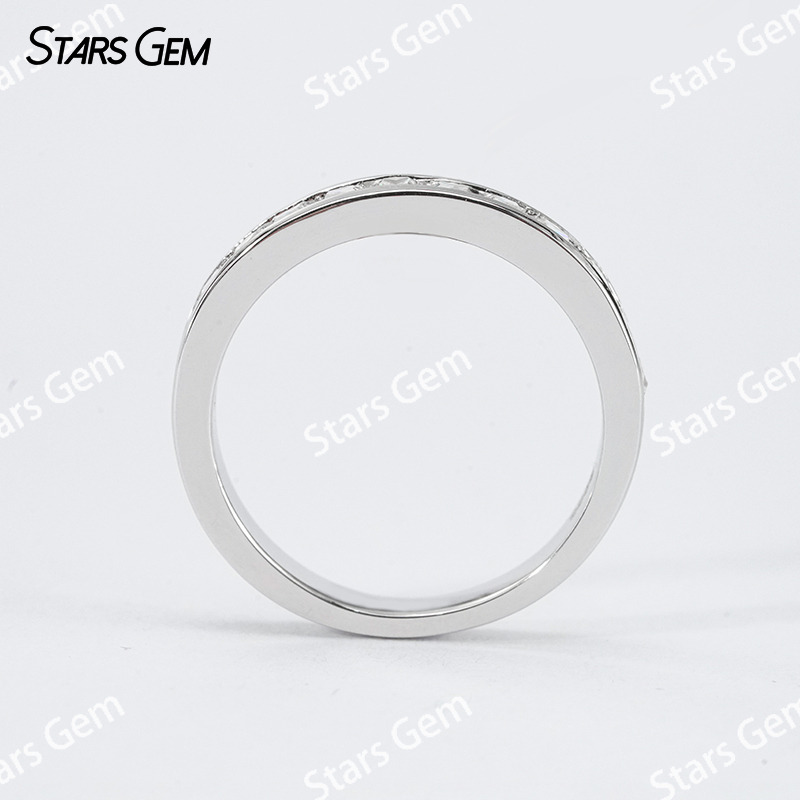 2×2mm Princess Cut Moissanite S925 Sterling Silver Diamond Eternity Ring