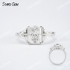 6×8mm Radiant Cut Moissanite S925 Sterling Silver Three Stone Engagement Ring