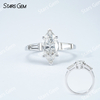 6×12mm Marquise Cut Moissanite S925 Sterling Silver Three Stone Engagement Ring