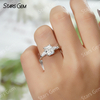 6×8mm Radiant Cut Moissanite 4 Prongs S925 Sterling Silver Three Stone Engagement Ring
