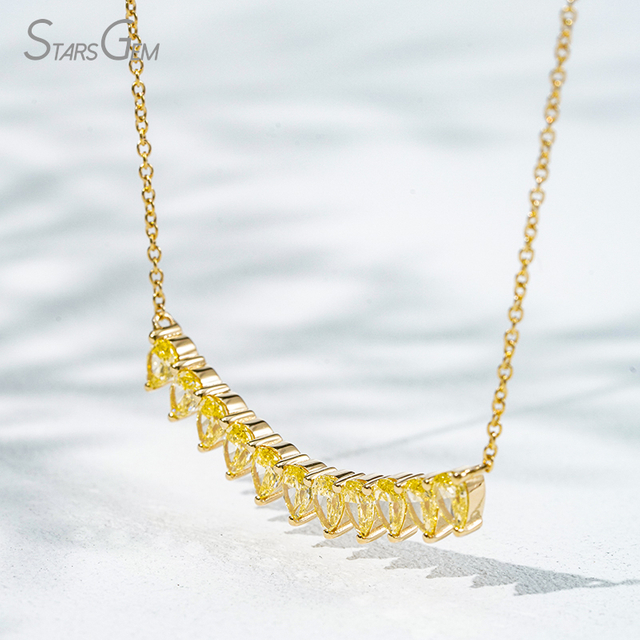 3×4.5mm Pear Cut Yellow Lab Grown Diamond 18K Yellow Gold Diamond Necklace