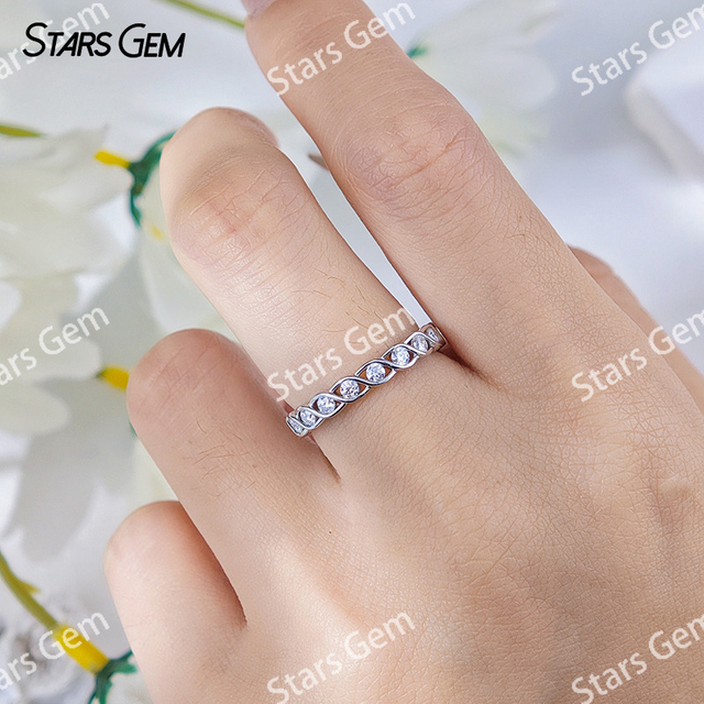 1.8mm Round Brilliant Cut Moissanite S925 Sterling Silver Diamond Eternity Ring
