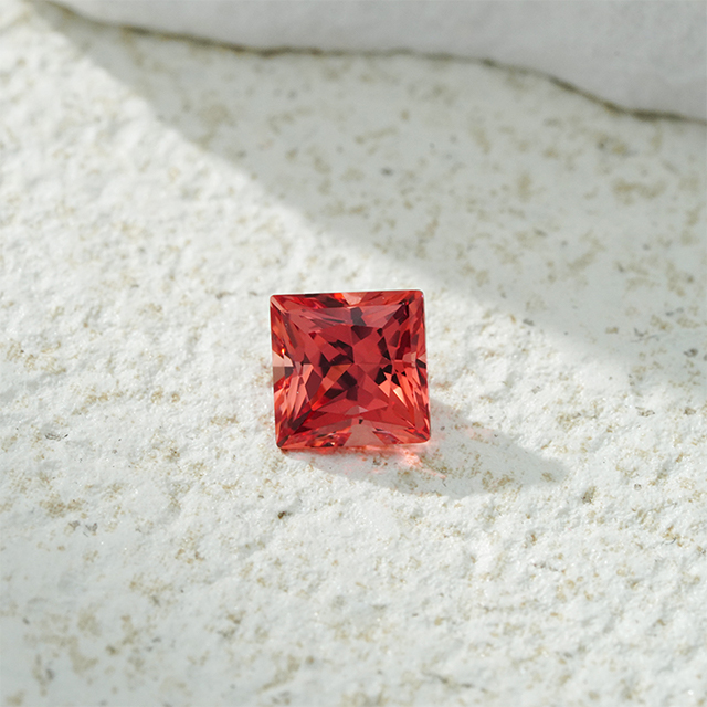 Princess Cut Pink Padparadscha Color Lab Grown Gemstones