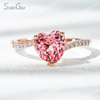 8×8mm Heart Cut Lab Grown Sukura Pink Sapphire 18K Rose Gold Pave Engagement Ring
