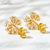 3×4mm Pear Cut Lab Grown Diamond Petals Shape Design 18K Gold Diamond Stud Earrings