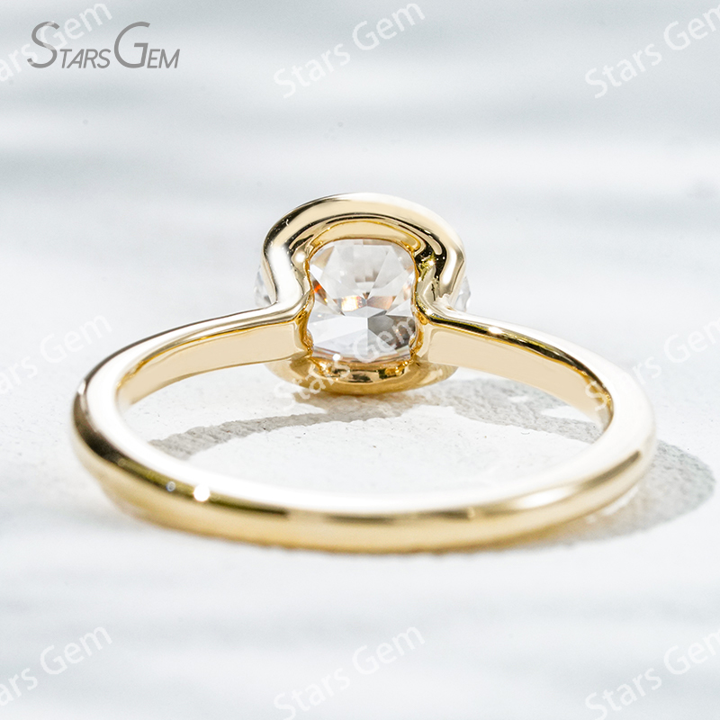 5.5×7.7mm Oval Cut Lab Grown Diamond 14K Yellow Gold Tension Set Solitaire Engagement Ring