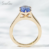 Custom Blue Gemstone Jewelry 6.58×12mm Special Cut Hexagon Shape Lab Grown Sapphire 14K Yellow Gold Solitaire Engagement Ring For Girls Women