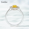 6.8×4.7mm Oval Cut Yellow Lab Grown Diamond 18K White Gold Halo Engagement Ring