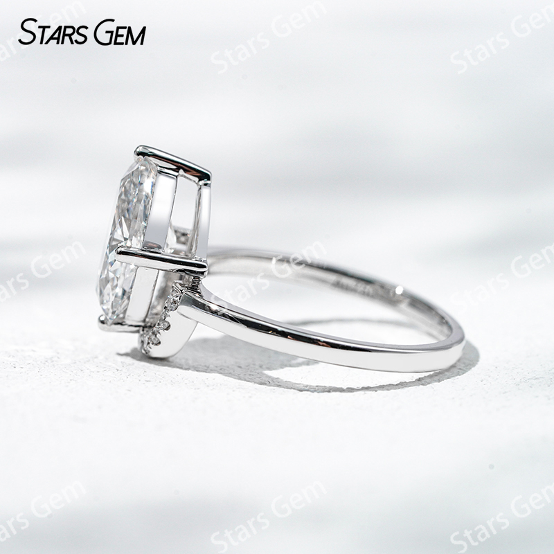 7.6×10.9mm Oval Cut Lab Grown Diamond With Side Diamond 18K White Gold Engagement Ring