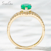 6×9mm Pear Cut Lab Grown Emerald 18K Gold Pave Engagement Ring