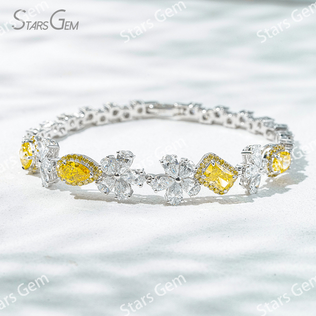 Fancy Shape Lab Grown Diamond 18K White Gold Diamond Bracelet