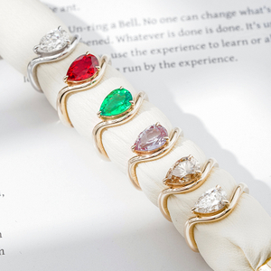 Starsgem Custom Real 9K 10K 14K 18K Solid Gold with 6x9mm 1.0ct Pear Cut Lab Grown Gemstone IGI Lab Diamond Engagemtn Rings