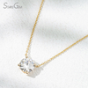 Starsgem Different Sizes Round Brilliant Cut Lab Grown Diamond 4 Prongs 10K Gold Diamond Pendant Necklace