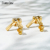 Starsgem 0.9mm Round Brilliant Cut Lab Grown Diamond Ribbon Knot Design 18K Gold Diamond Stud Earrings