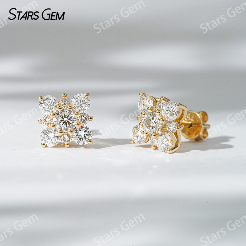 Starsgem 3.6mm Round Brilliant Cut Lab Grown Diamond 18K Yellow Gold Diamond Stud Earrings