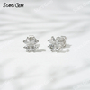Starsgem 3×3mm Heart Cut Lab Grown Diamond Four Leaves Clover Shape 18K White Gold Diamond Stud Earrings