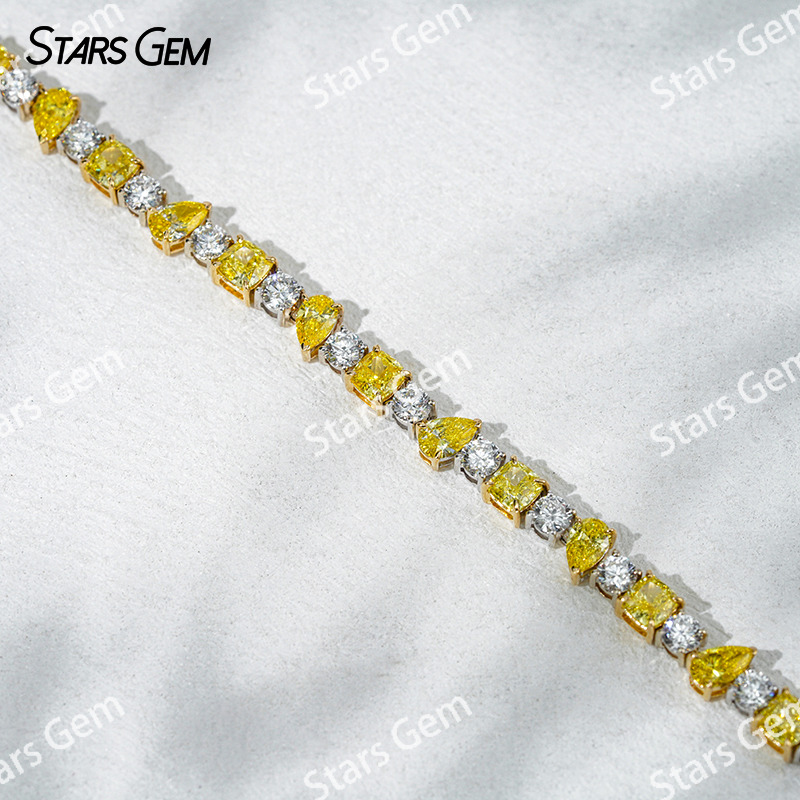 18K White Gold Fancy Shape Lab Grown Diamond Bracelet