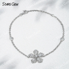18K White Gold Bracelets Bangles Flower Set 4x2.5mm Pear Cut Lab Grown Diamond Bracelet