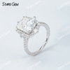 8×10mm Radiant Cut Moissanite S925 Sterling Silver Halo Engagement Ring
