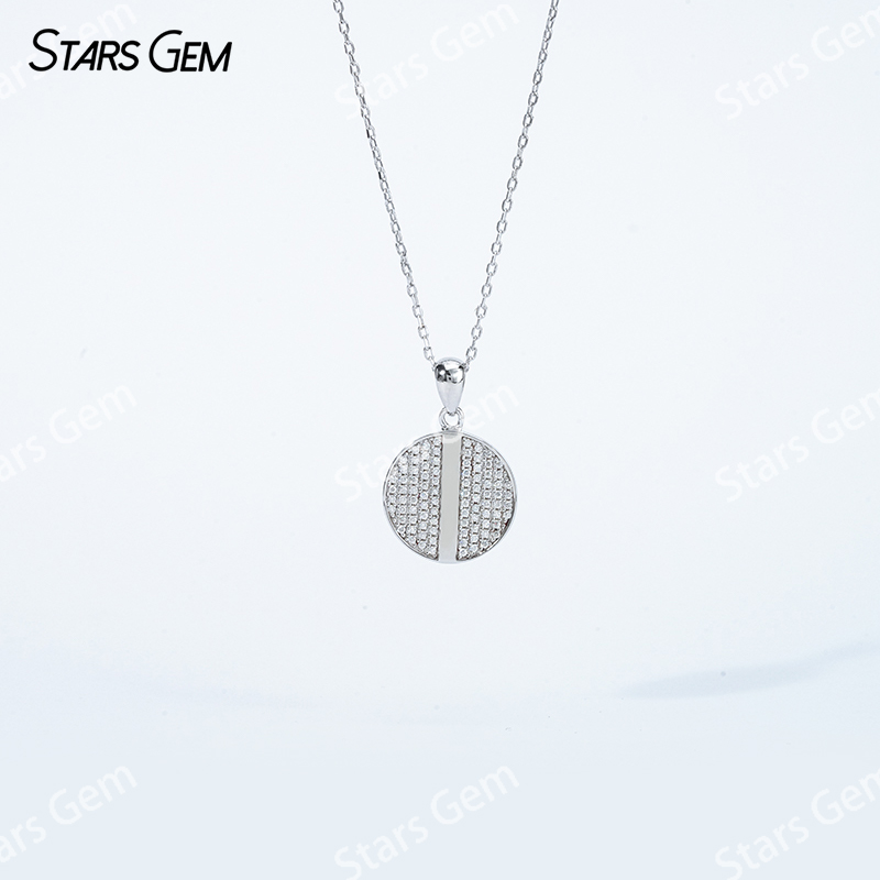 0.8mm Round Brilliant Cut Moissanite S925 Sterling Silver Diamond Pendant Necklace