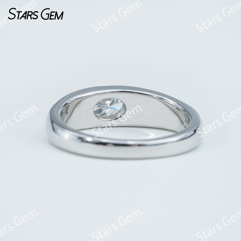 5×7mm Oval Cut Moissanite With Side Moissanite S925 Sterling Silver Engagement Ring