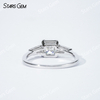 6.5×6.5mm Asscher Cut Moissanite S925 Sterling Silver Three Stone Engagement Ring