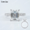 8×10mm Octagon Emerald Cut & Radiant Cut Moissanite S925 Sterling Silver Pave Engagement Ring