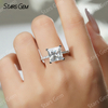 9.5×9.5mm Princess Cut Moissanite S925 Sterling Silver Pave Engagement Ring