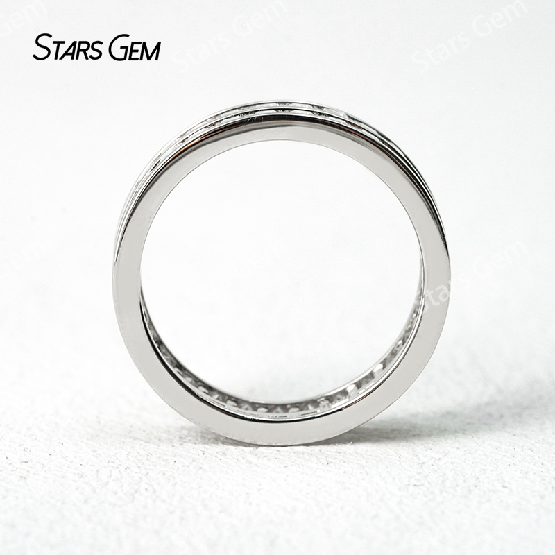 2×2mm Princess Cut Moissanite S925 Sterling Silver Diamond Eternity Rings