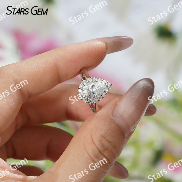6×9mm Pear Cut Moissanite S925 Sterling Silver Halo Engagement Ring