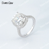 9×11mm Long Cushion Cut Moissanite S925 Sterling Silver Halo Engagement Ring