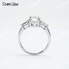 7×​9mm Pear Cut Moissanite S925 Sterling Silver Three Stone Engagement Ring
