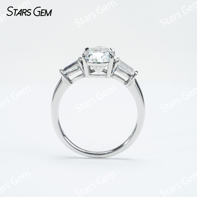 7×​9mm Pear Cut Moissanite S925 Sterling Silver Three Stone Engagement Ring