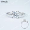 7.5mm Round Brilliant Cut Moissanite S925 Sterling Silver Three Stone Engagement Ring