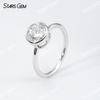 6.5mm & 8mm Round Brilliant Cut Moissanite Bezel Set Classic S925 Sterling Silver Solitaire Engagement Ring