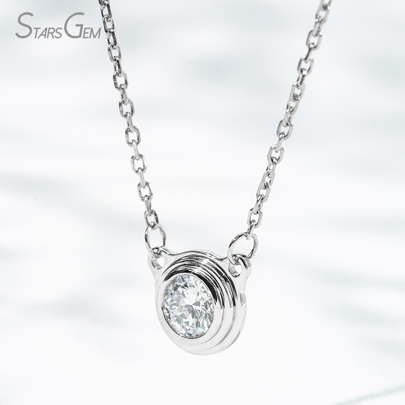 5.19mm Round Brilliant Cut Lab Grown Diamond Bezel Set PT950 Diamond Pendant Necklace