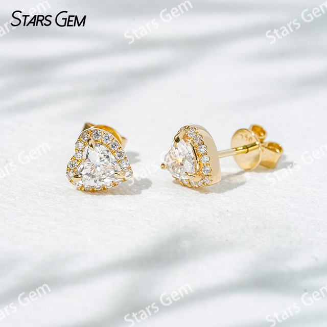 Starsgem Heart Shape Lab Diamond Earrings Jewelry 1.2ct Diamond per pair 18K Gold Lab Grown Diamond Stud Earrings