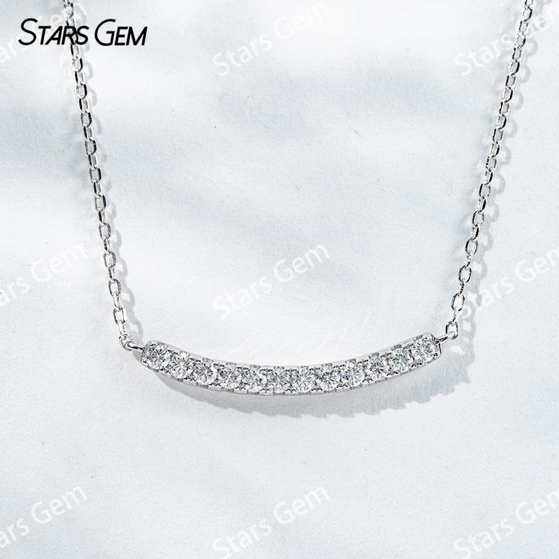 2mm Round Brilliant Cut Moissanite S925 Sterling Silver Diamond Pendant Necklace