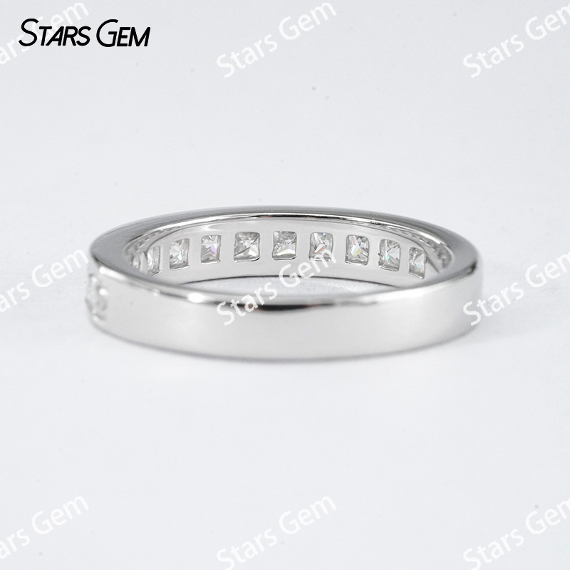 2×2mm Princess Cut Moissanite S925 Sterling Silver Diamond Eternity Ring