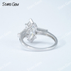 6×12mm Marquise Cut Moissanite S925 Sterling Silver Three Stone Engagement Ring