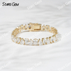18K Yellow Gold Tennis Bracelet 5×7mm Pear Cut Lab Grown Diamond Bracelet