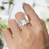 10mm Round Brilliant Cut Moissanite S925 Sterling Silver Pave Engagement Ring